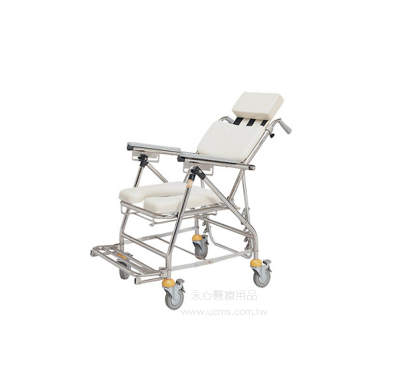 承輝   CS-022A (不銹鋼)附輪、收摺、背可躺洗澡便盆椅